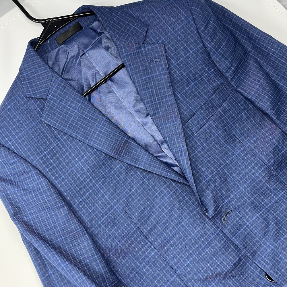 Lanificio F.lli Cerruti Super Fine 200s Mens 46 Fits 36 Blue Plaid Blazer READ